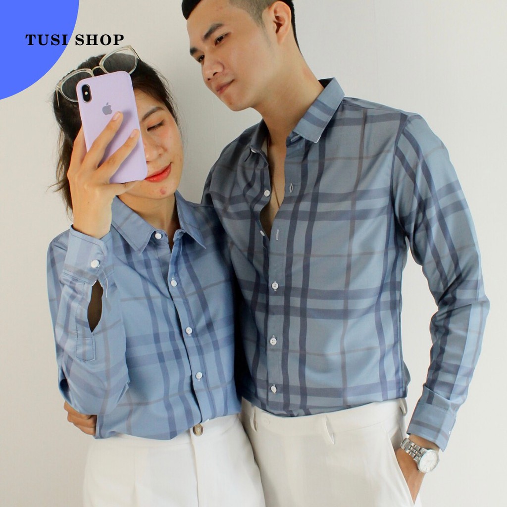 [SIÊU GIẢM GIÁ] Áo sơ mi 3D nam nữ cặp đôi chất liệu kate lụa HOẠ TIẾT CARO | BigBuy360 - bigbuy360.vn