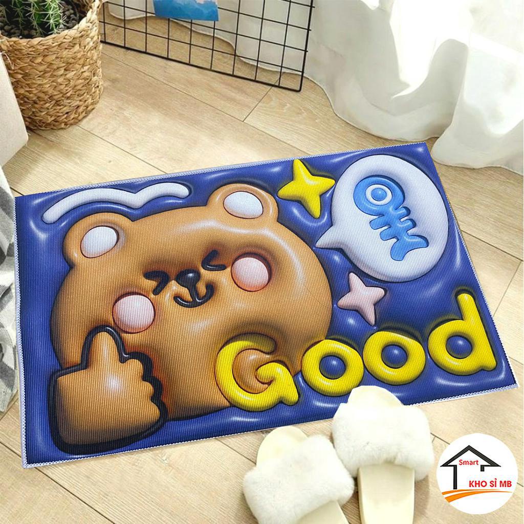 Thảm lau chân 3d hình thú chống trượt, thảm nỉ trải sàn thấm nước tốt dùng chùi chân trong nhà bếp nhà tắm kho sỉ mb