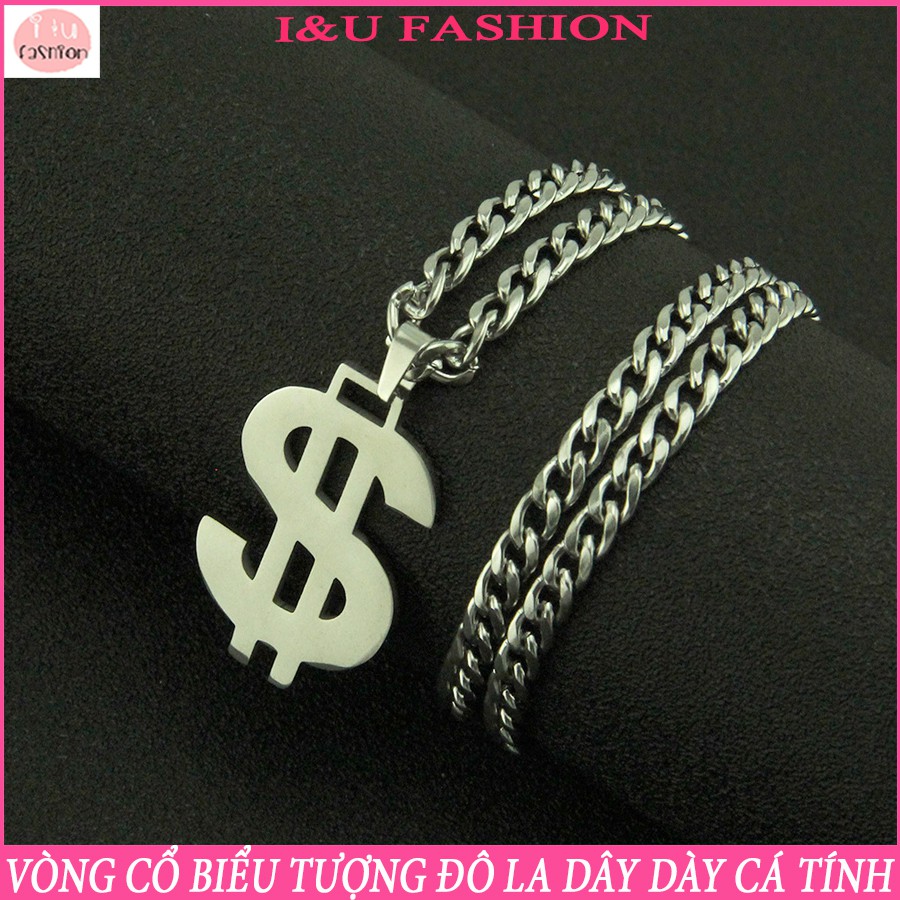 Vòng cổ dây chuyền UNISEX Nam Nữ , Vòng cổ đôi ,Vòng nhóm biều tượng đô la độc đáo cá tính với dây xích to bản VC-47 dày