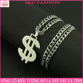 Vòng cổ dây chuyền UNISEX Nam Nữ , Vòng cổ đôi ,Vòng nhóm biều tượng đô la độc đáo cá tính với dây xích to bản VC-47 dày