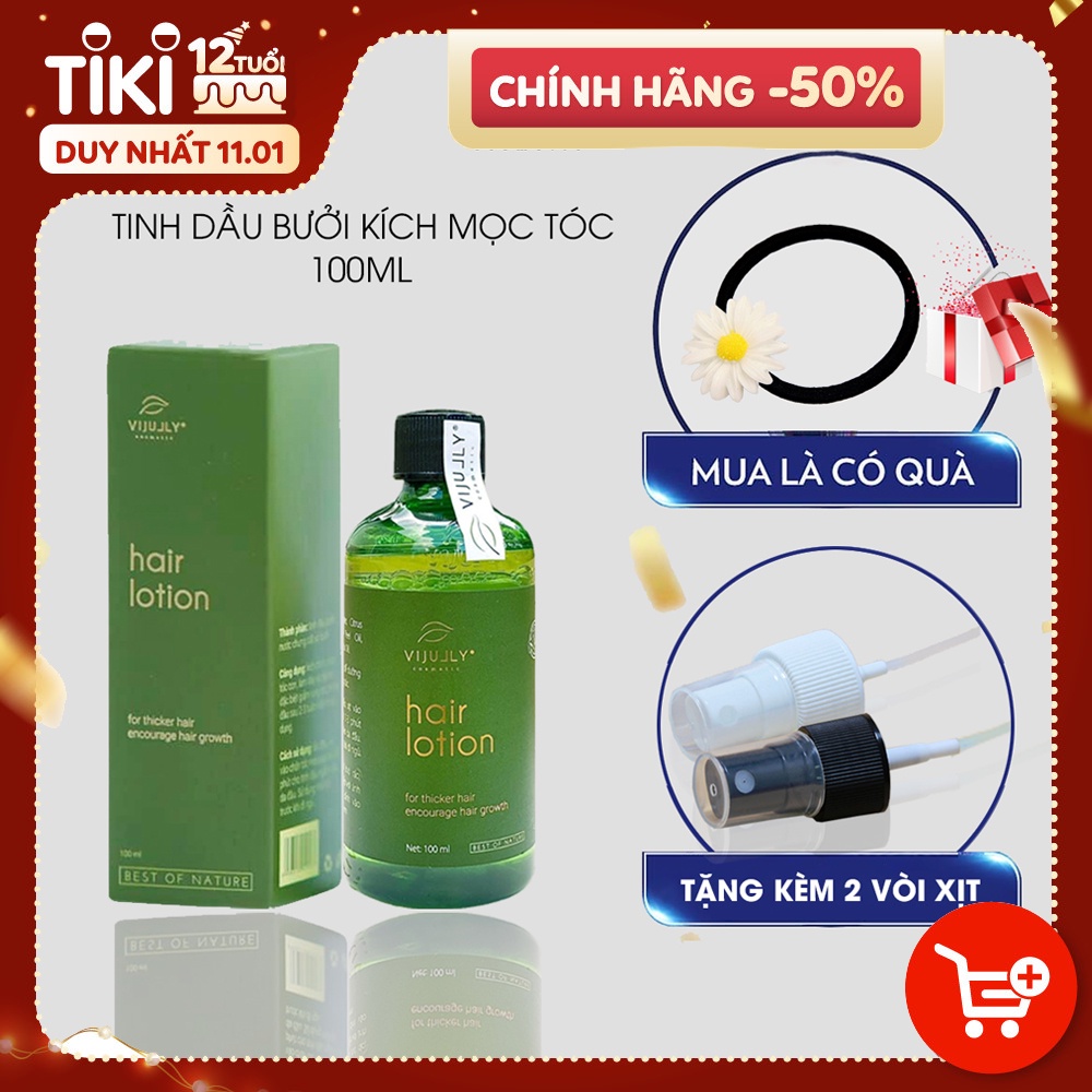 Tinh dầu bưởi Vijully, Xịt dưỡng tóc Hair Lotion, Ngăn Ngừa Rụng Tóc, Kích Thích Mọc Tóc, 100ml