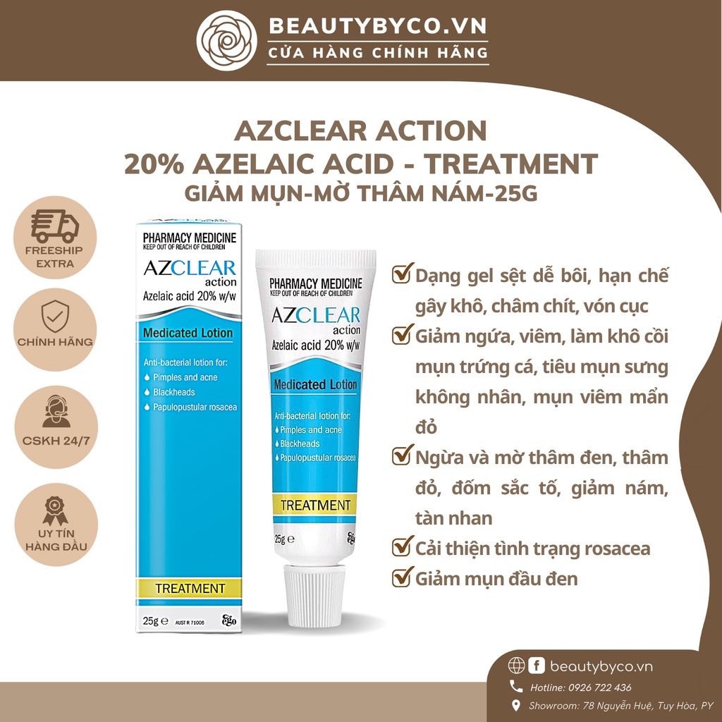 Kem bôi đa năng Azclear giảm mụn, thâm 25g - Beautybyco.vn