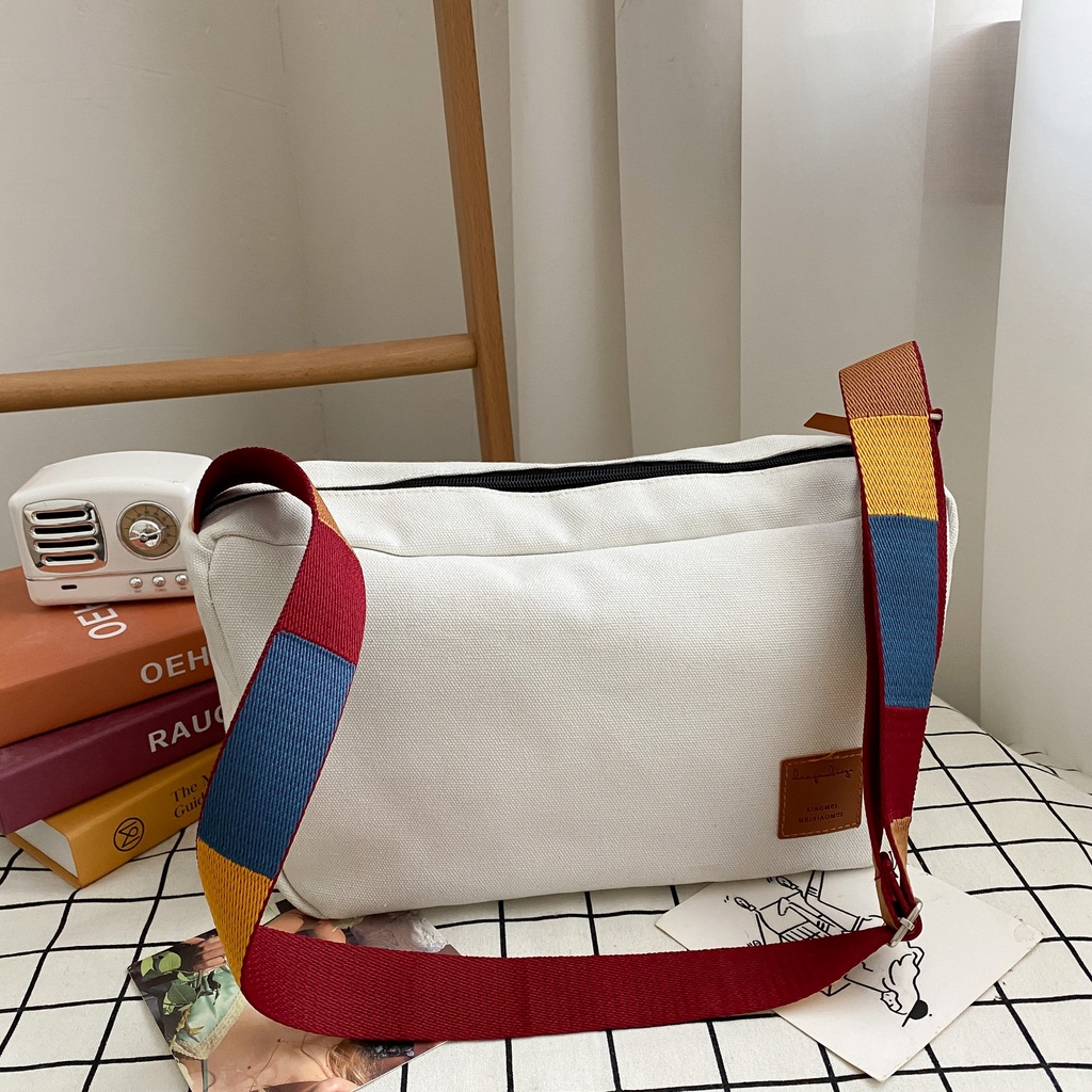 Túi đeo chéo nam nữ vải canvas thời trang Hàn Quốc dây đeo màu sắc độc đáo IG103