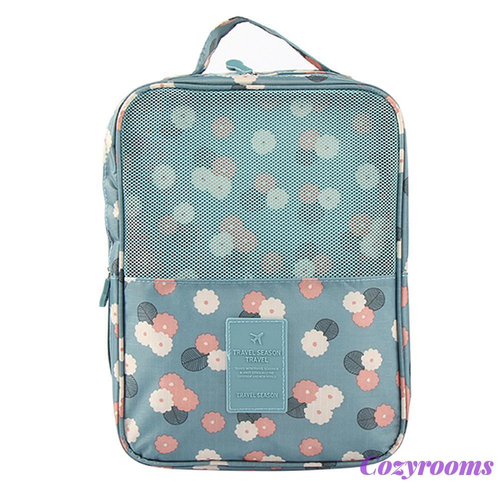 Breathable Floral Printed Shoe Bag Waterproof Three-layer Travel Boots Case