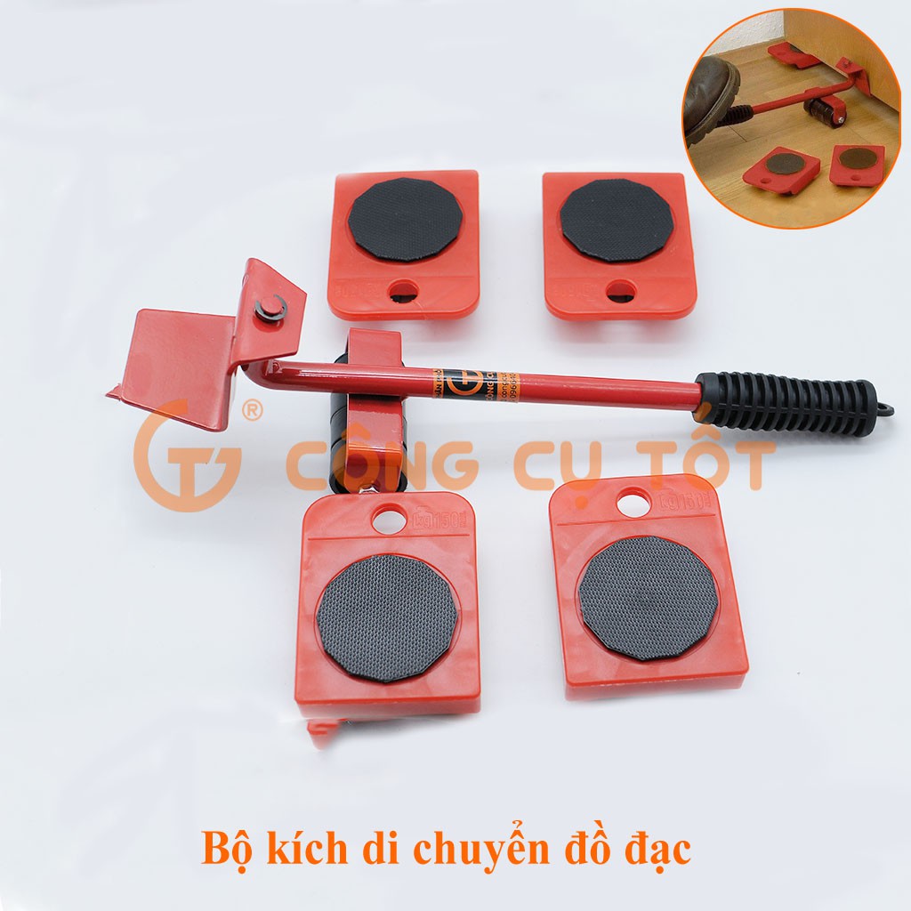 Bộ kích di chuyển vật nặng hai màu đỏ và vàng mini - Kích mini