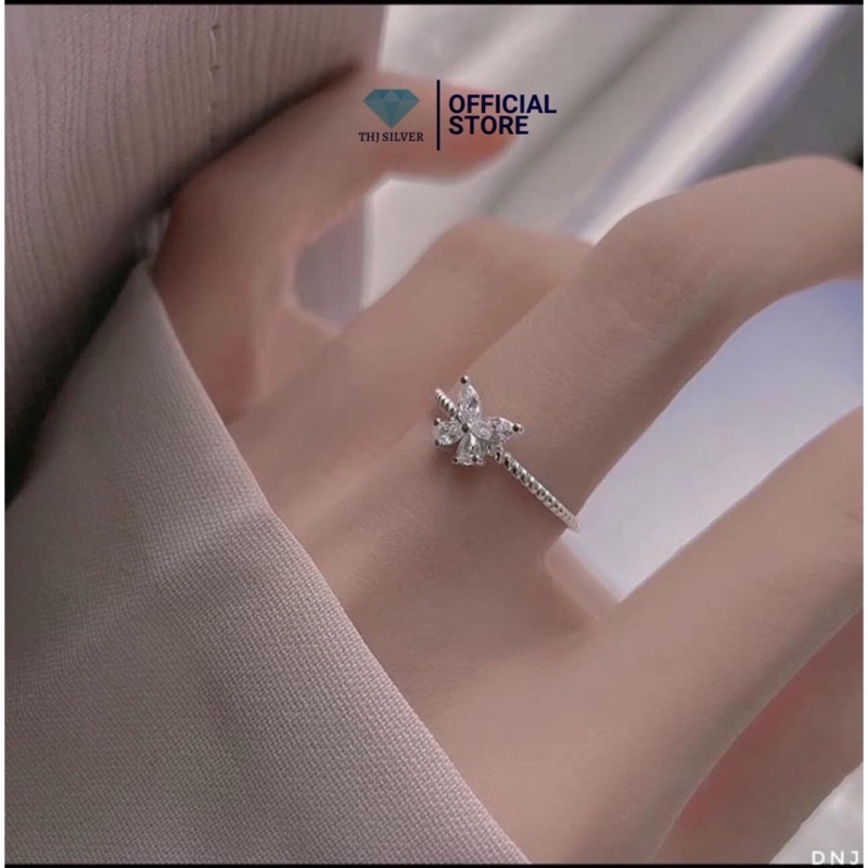 Nhẫn nữ hồ điệp đính đá nhân tạo sáng đẹp , kiểu hở dễ đeo - Chuẩn bạc ta(ảnh thật)