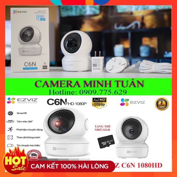CAMERA IP WIFI 360 BẢO HÀNH 1 NĂM CHÍNH HÃNG | EZVIZ C6N | ĐÀM THOẠI | THEO DÕI | GHI HÌNH THÔNG MINH