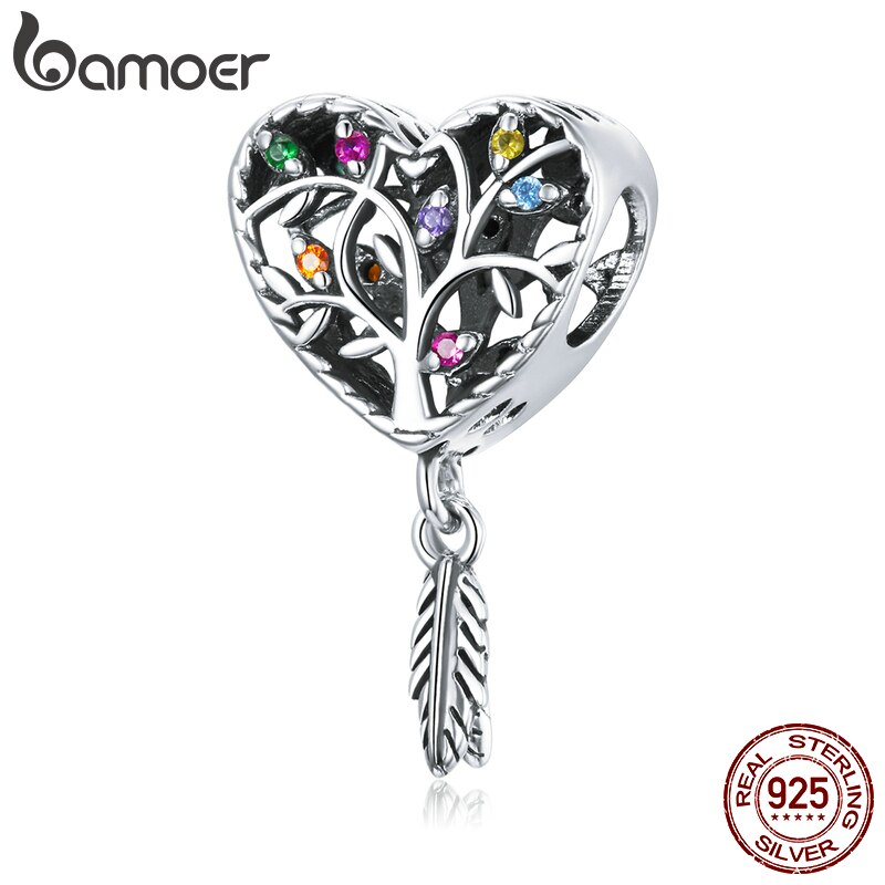 Phụ Kiện Mặt Dây Vòng Đeo Tay Bamoer Bạc Thật 925 Cz Scc1768 Thiết Kế Đầy Màu Sắc