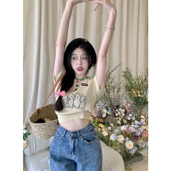 Áo croptop gài nút siêu cưng GB alohashop91