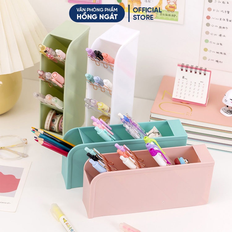 Ống đựng bút để bàn 4 ngăn, hộp đựng bút 4 tầng cute đa năng giá rẻ đồ dùng học tập dễ thương văn phòng phẩm OB09