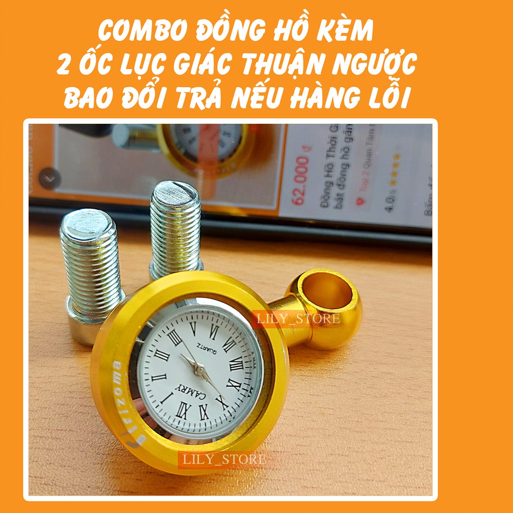 Đồng Hồ Gắn Chân Kính Xe Máy Chống Nước + Tặng Kèm Ốc 10 Ly Zen Thuận