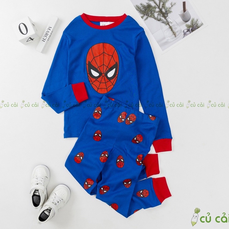 Đồ bộ bé trai HM dư xịn chất cotton bozip hàng hãng họa tiết spiderman, batman