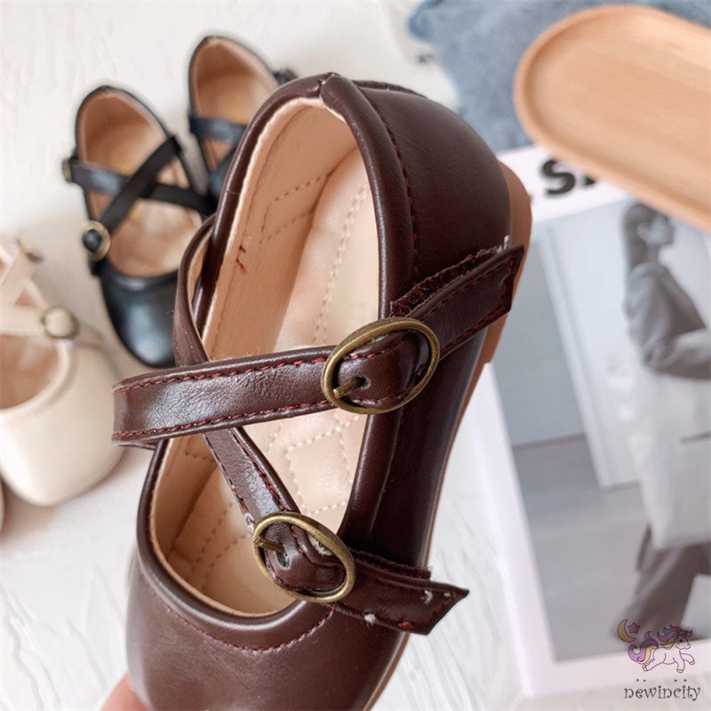 Giày Da Đế Mềm Phong Cách Hàn Quốc Cho Bé Gái