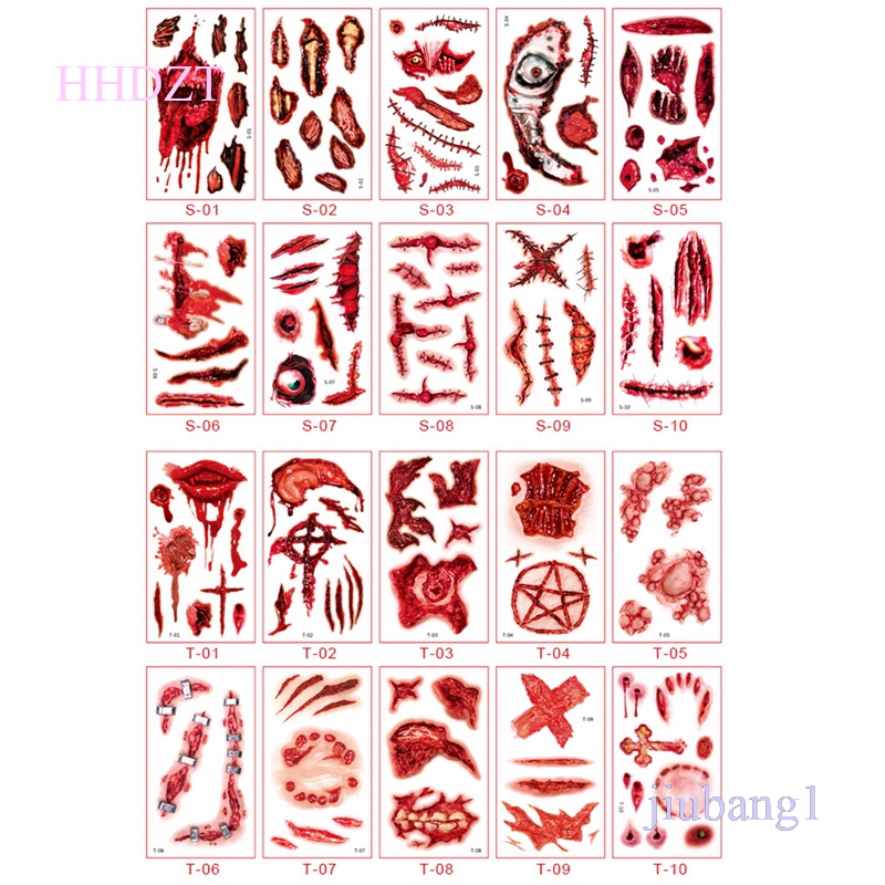 Hình Xăm Dán Vết Thương Máu Giả Chống Nước Kinh Dị Trang Trí Halloween