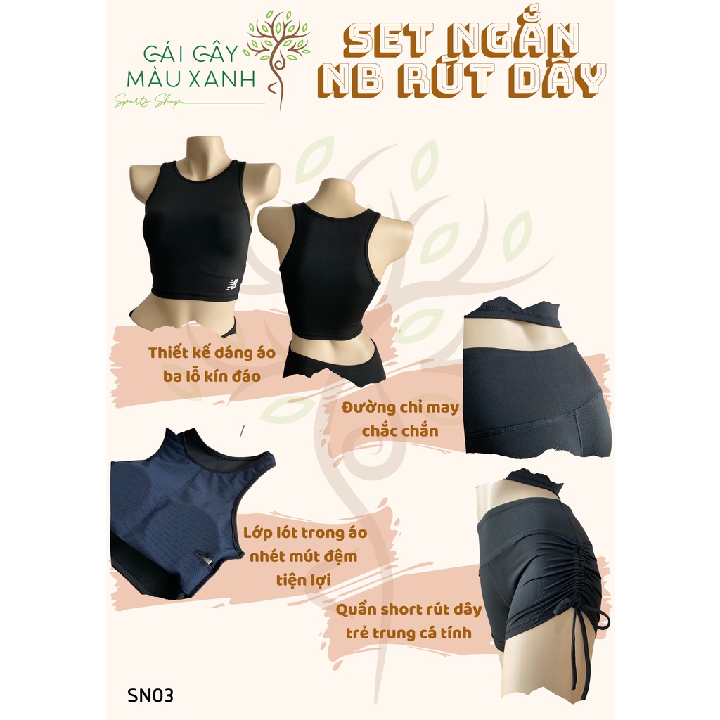 Set Tập Gym Yoga Áo Croptop Quần Rút Dây