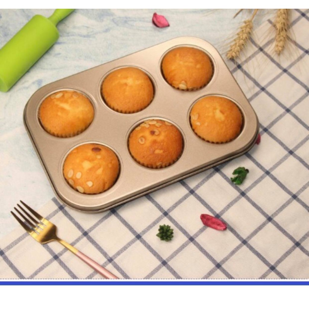 Khuôn Bánh Chống Dính Cupcake và Muffin 6 ô to