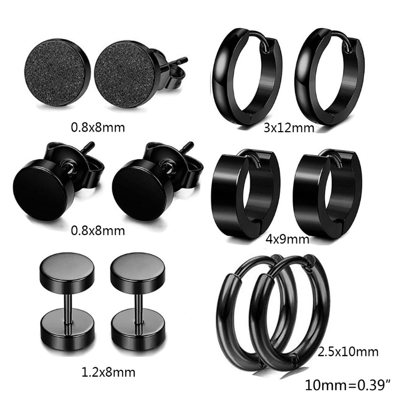 Set 6 Đôi Khuyên Tai Bằng Thép Không Gỉ Phong Cách Punk Rock Gothic Thời Trang Unisex