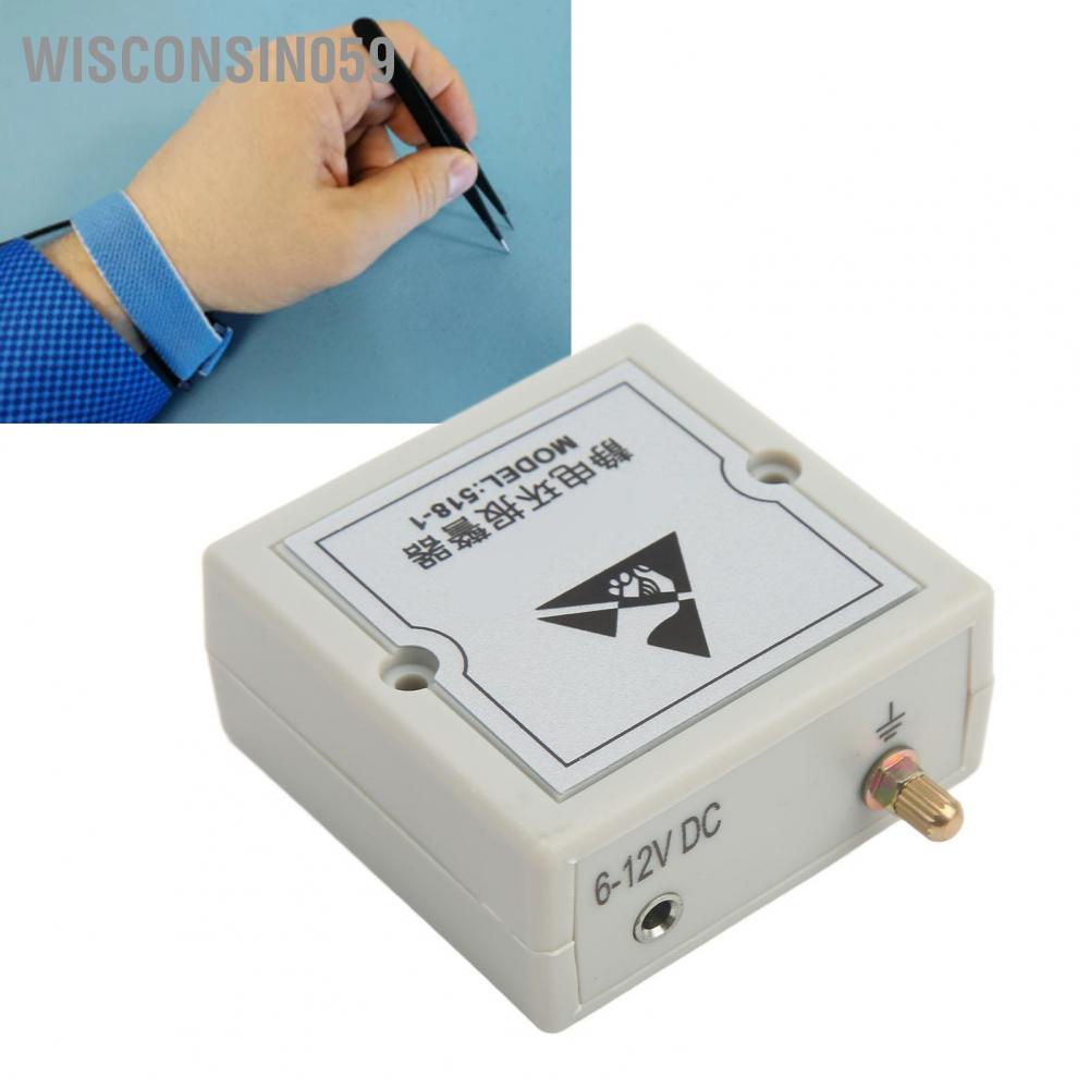Wisconsin059 ESD Wrist Strap Monitor High Sensitivity Auto Alarm Static Electricity Online Detect Tester US Plug 100‑240V