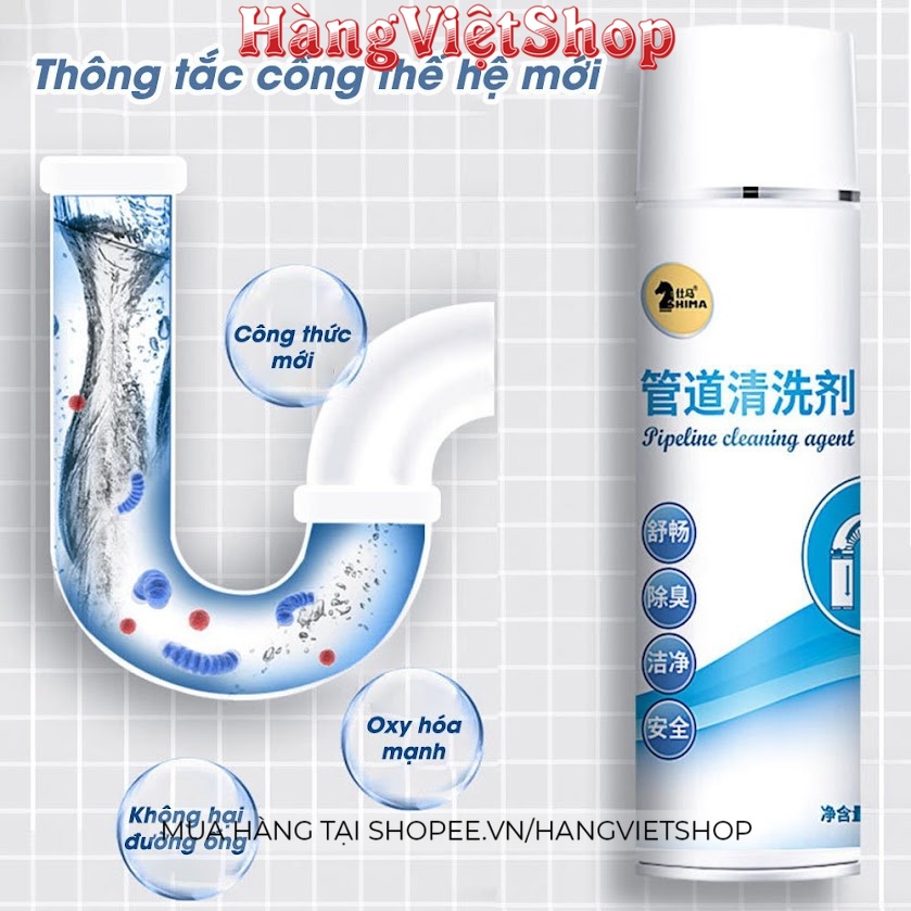 Chai xịt thông tắc bồn rửa bát, thông bồn rửa mặt bồn rửa chén vệ sinh khử mùi cống, ống thoát nước