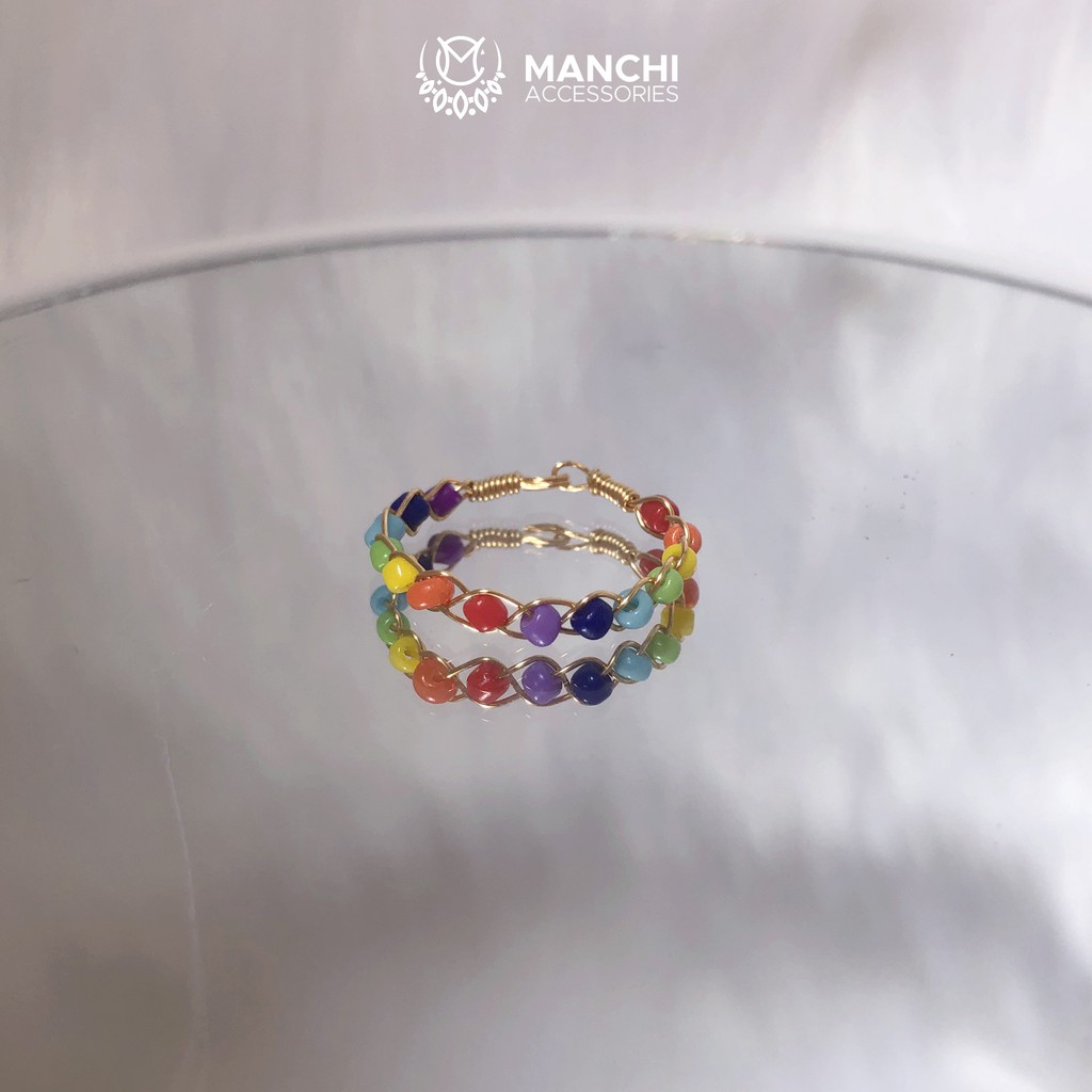 Nhẫn hạt beads cầu vồng handmade trendy mẫu 3