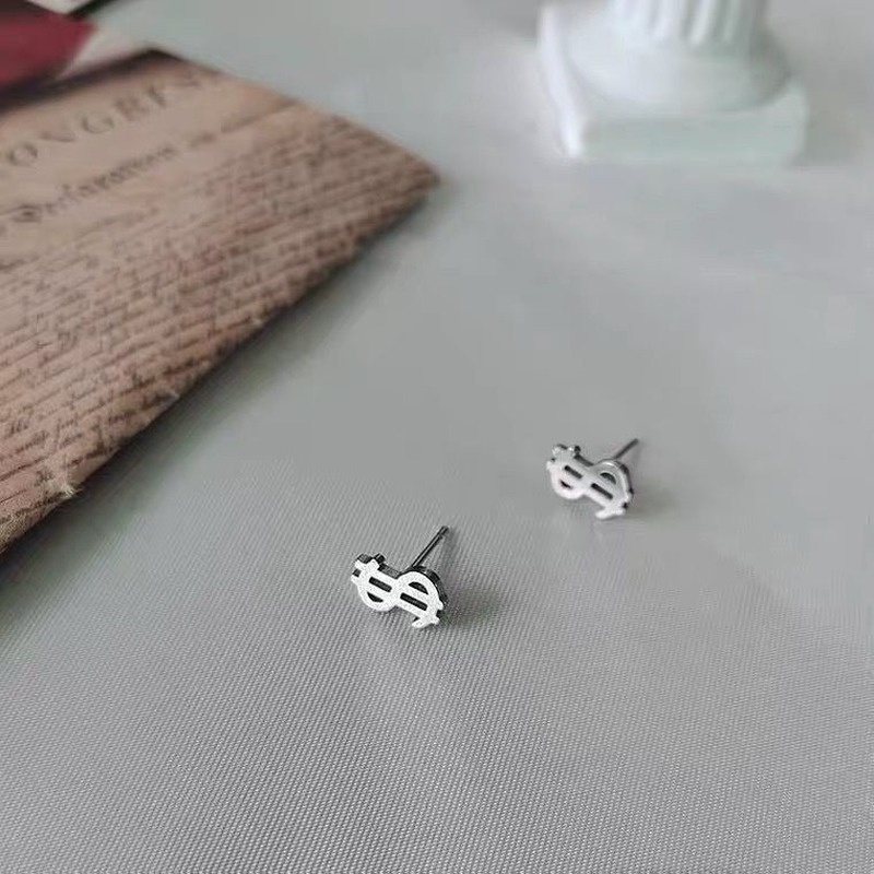 Khuyên Tai Kim Loại Hình Đồng Đô La Thời Trang Unisex