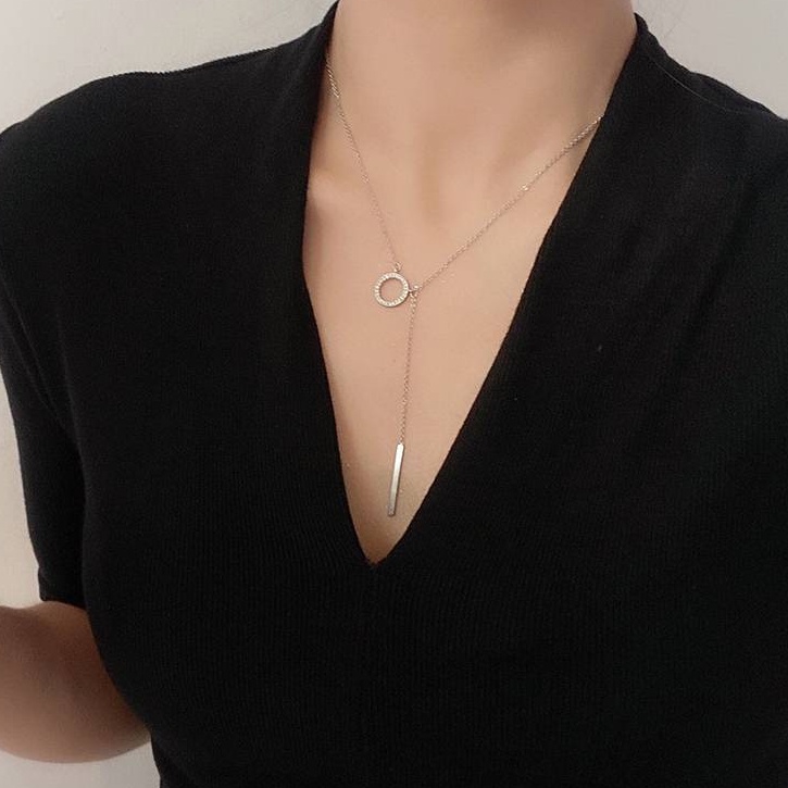 Dây chuyền tròn bạc ý 925 vòng cổ nữ treo dài
