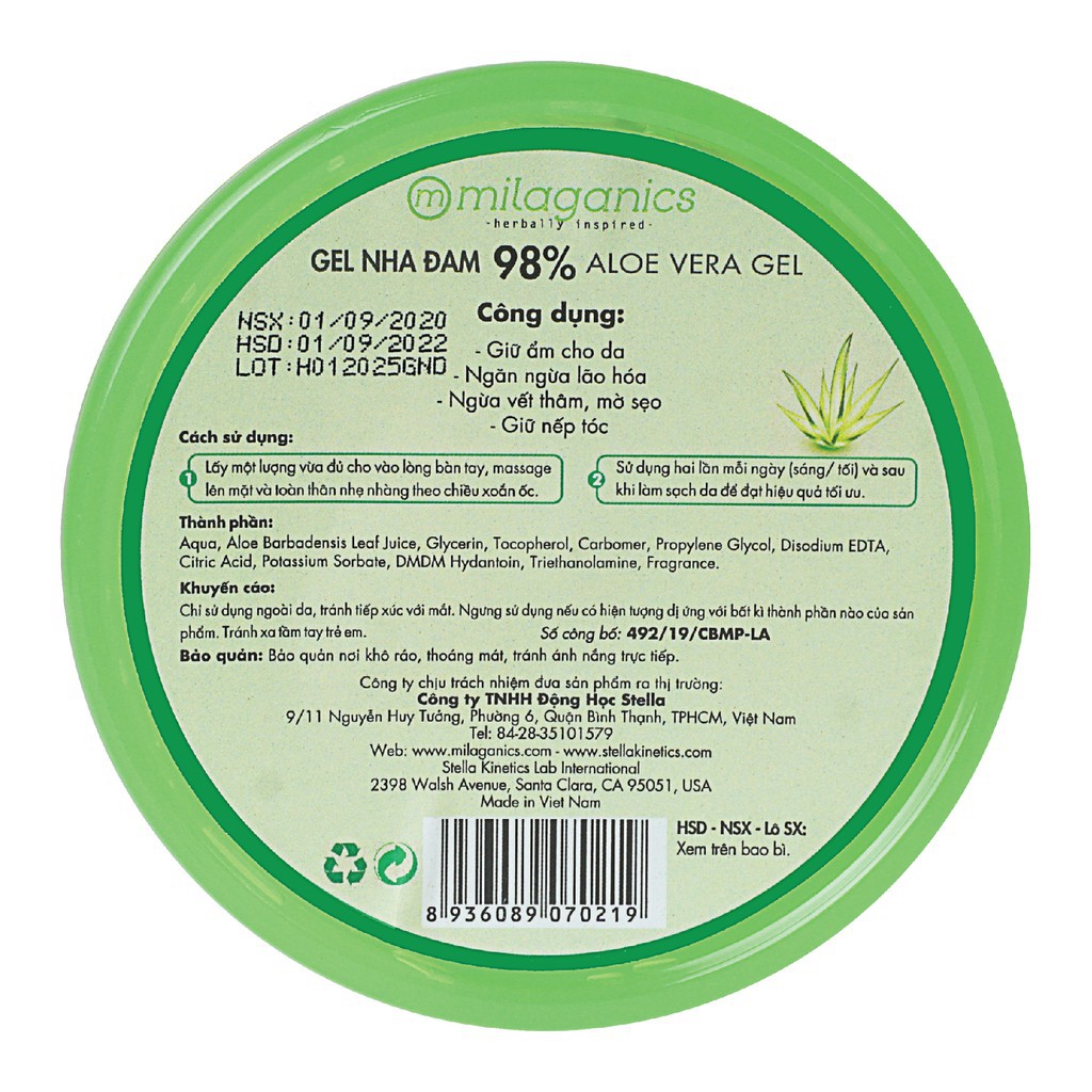 Gel Nha Đam Dưỡng Ẩm Đa Năng &amp; Làm Mềm Da Từ Nha Đam Tươi Mocotics 300ml/ Hũ