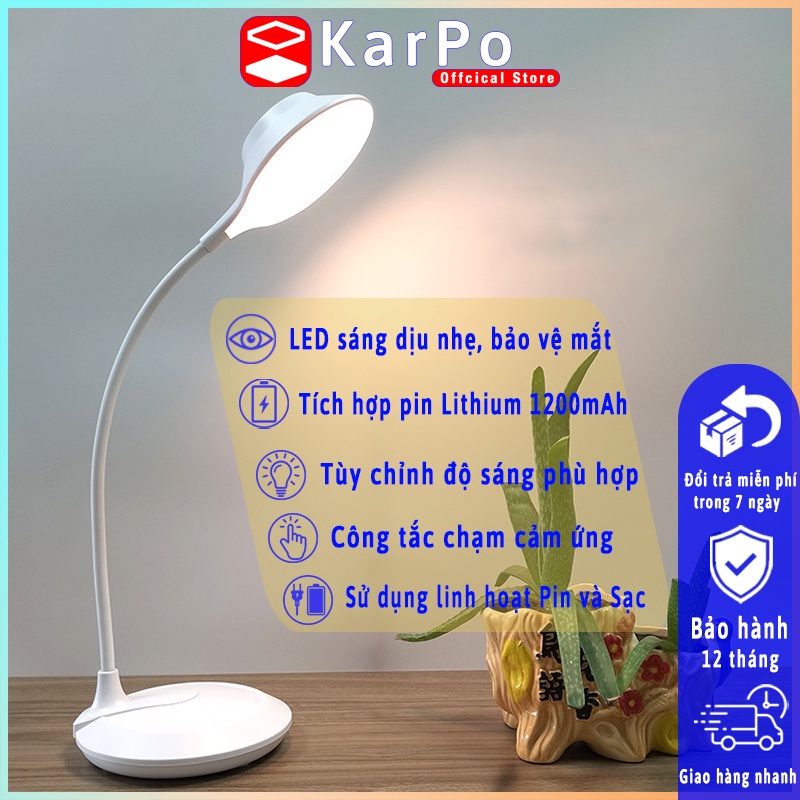 Đèn học tích điện để bàn KarPo DHS-004 Công nghệ LED bảo vệ mắt dành cho học sinh, sinh viên. Có phiên bản kẹp bàn