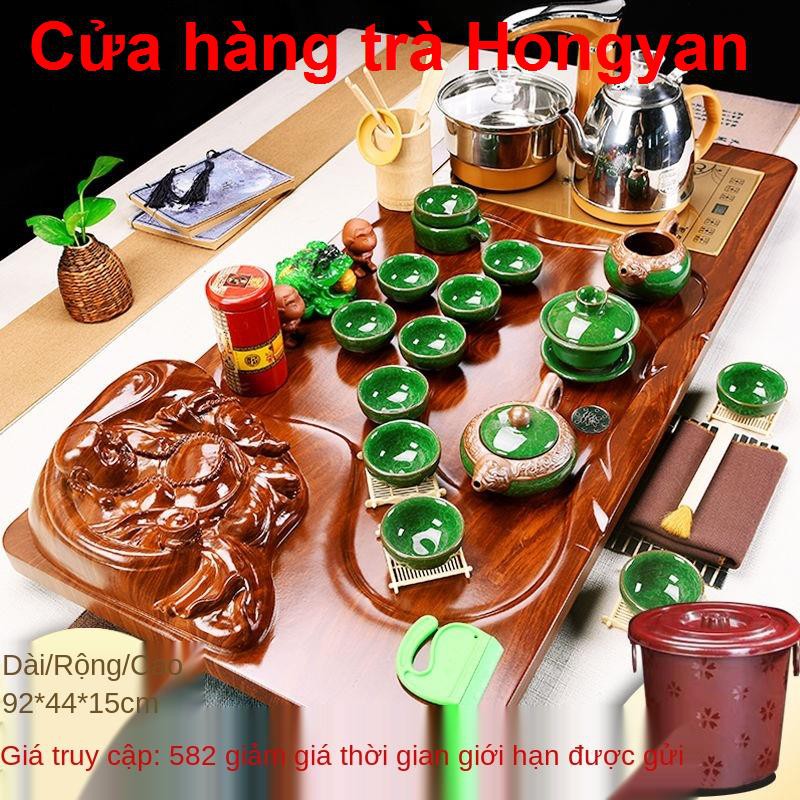 Vần cổBộ khay trà Di Lặc ba chiều bằng gỗ Cẩm lai bàn nguyên khối gia dụng phụ kiện Lubao Kungfu