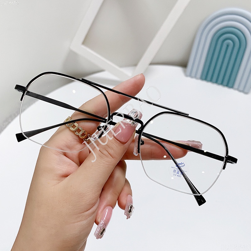 Mắt Kính Gọng Kim Loại Chống Bức Xạ Thời Trang Unisex