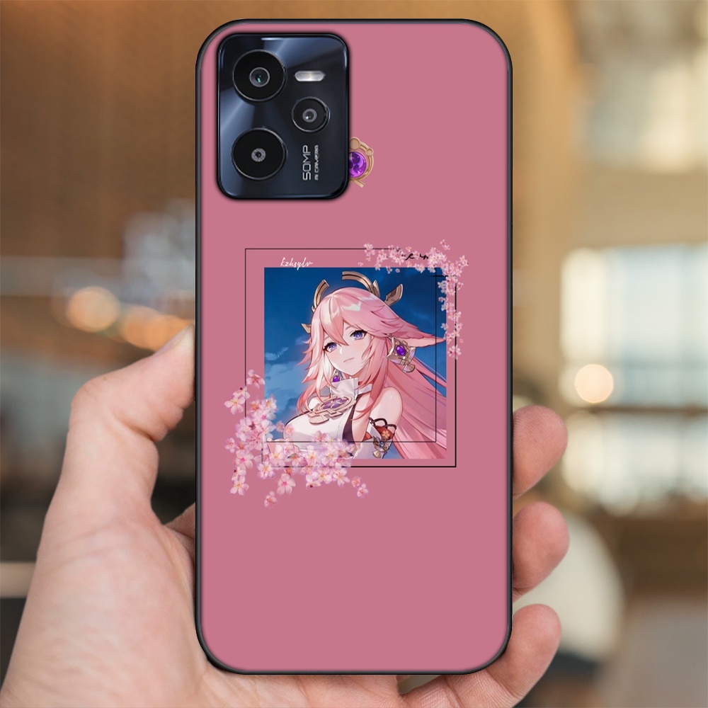 Ốp lưng Realme C35 viền đen in hình Yae Miko Genshin Impact