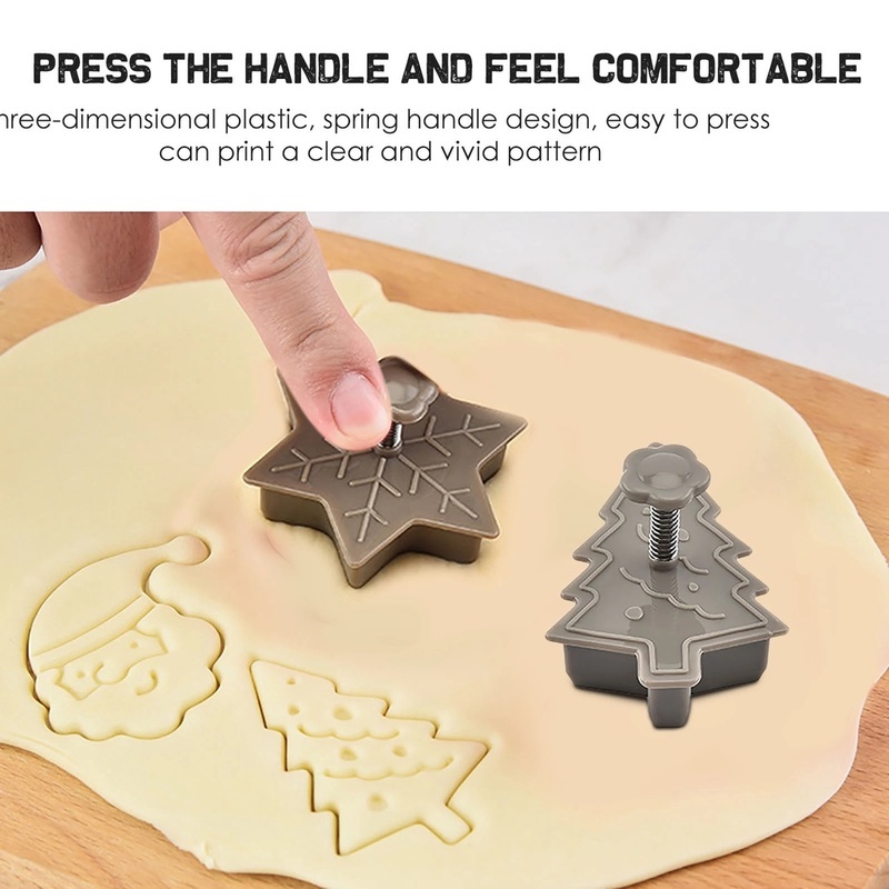 Bộ 4 khuôn nướng bánh quy tự làm tạo hình ảnh 3D chủ đề Giáng Sinh bằng chất liệu nhựa dùng trong nhà bếp