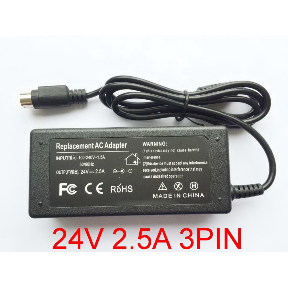 24V 2.5A 3PIN 60W Bộ đổi nguồn máy in Gprinter printer AC Adapter Power Supply NCR RealPOS 7197 POS Thermal Receipt Printer EPSON PS180