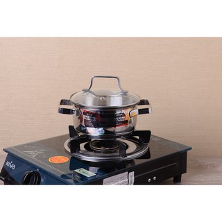 Nồi inox 3 đáy nắp kiếng happy cook milan x 16cm 20cm 24cmnồi inox 3 đáy nắp kiếng happy cook n16-mlgx n20-mlgx n24-mlgx