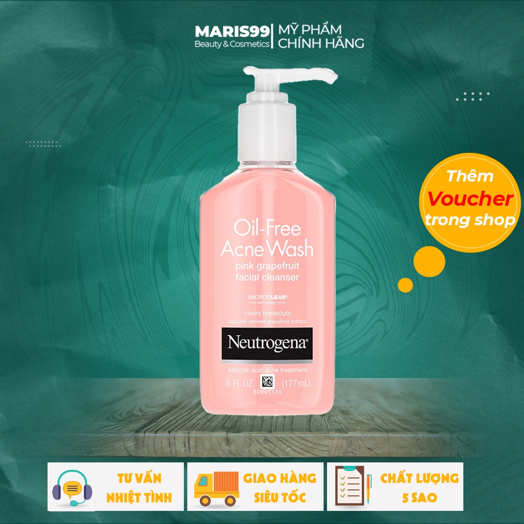 Sữa rửa mặt Neutrogena Pink Grapefruit Acne Face Wash + Cleanser with Vitamin C + Salicylic Acid 177ml
