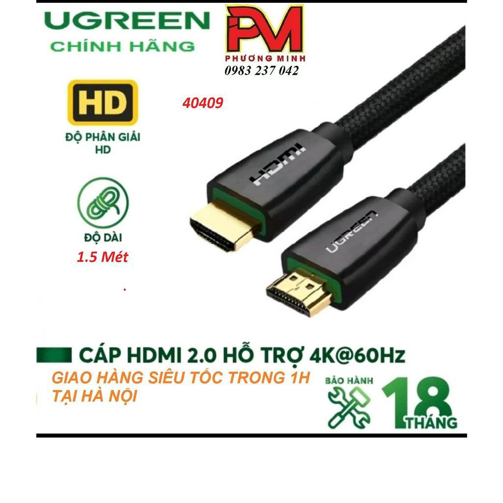 Cáp HDMI 1.5m chuẩn 2.0 CAO CẤP Ugreen 40409 hỗ trợ 3D, 4K @60Hz - Hàng chính hãng