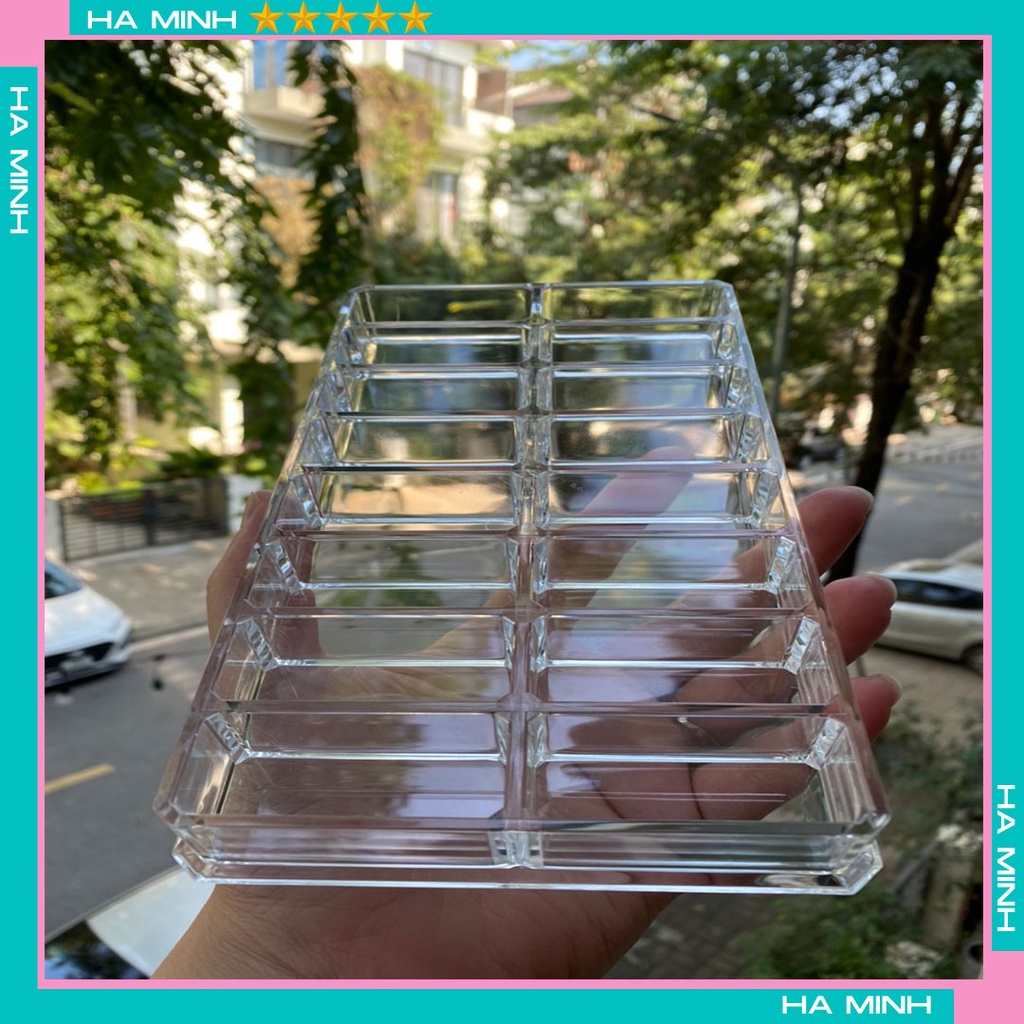 Khay để phấn mắt, son môi trong suốt 16 ngăn