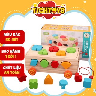 ĐỒ CHƠI GIÁO DỤC XE KÉO GỖ THẢ HÌNH KHỒI CHỮ SỐ - Giúp bé học toán phân biệt màu sắc phát triển tư duy