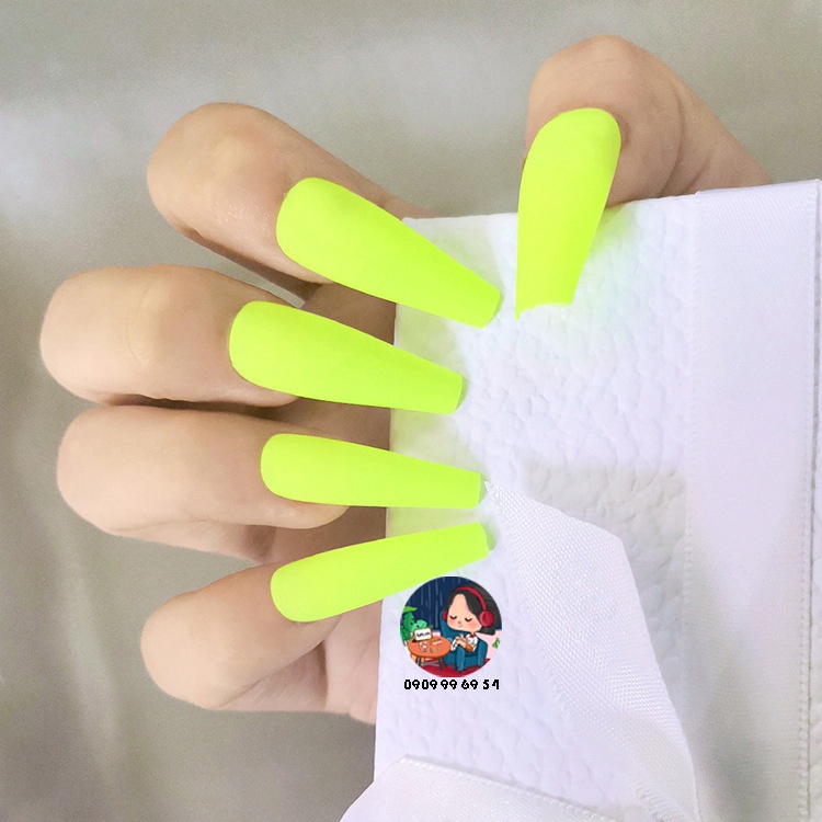 [ 49 - Vàng Dạ Quang ] 1170 MATTE - MÓNG TRƠN SƠN MỊN - Form Thang Dài Xtra - [ Tặng Miếng Dán Và Dụng Cụ ] LẺ