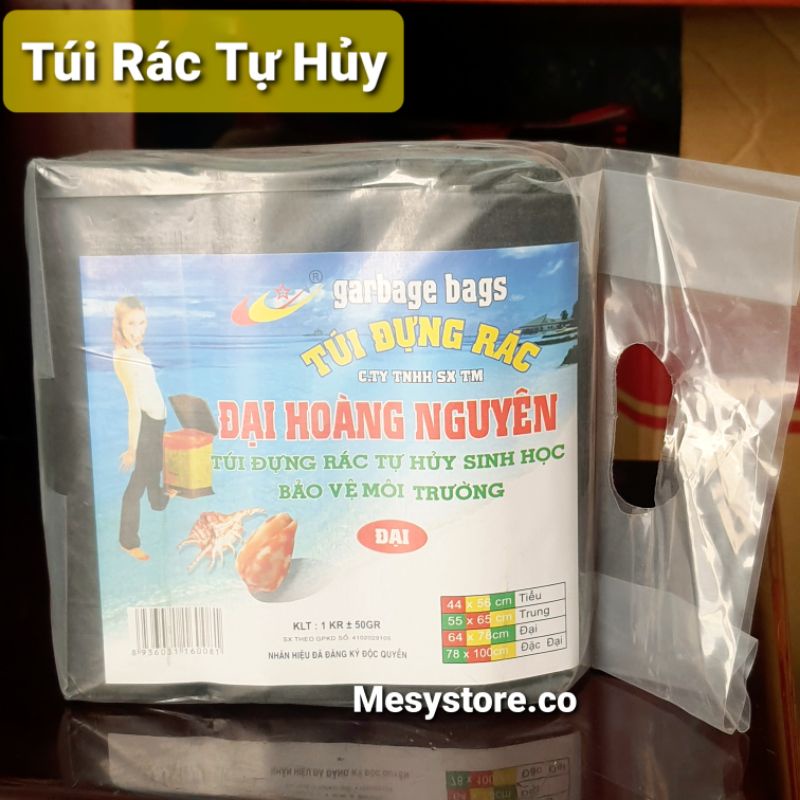 Túi Rác Sinh Học Tự Hủy (3Cuộn Đen 1Kg Bao Rác Đen Hoàng Đại Nguyên Garbage Bags Đại/Trung/Tiểu