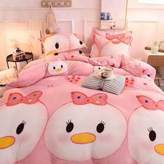 Vỏ chăn có thể lồng được ruột poly cotton mẫu vịt hồng