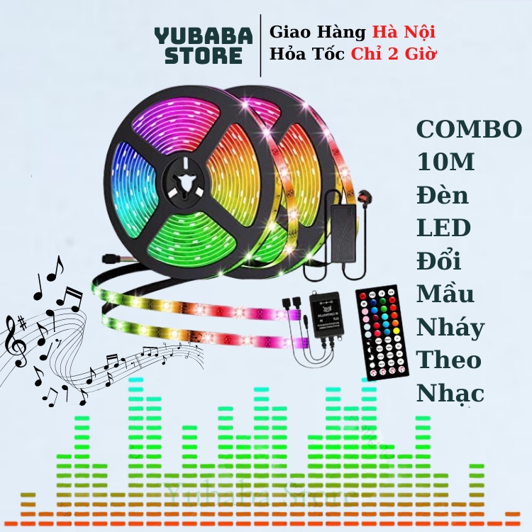 Combo 10M LED RGB Nháy Theo Nhạc, 44 Key Đổi Màu,Đèn Trang Trí,LED RGB 5050 Chống Nước ( Chơi TIK TOK)