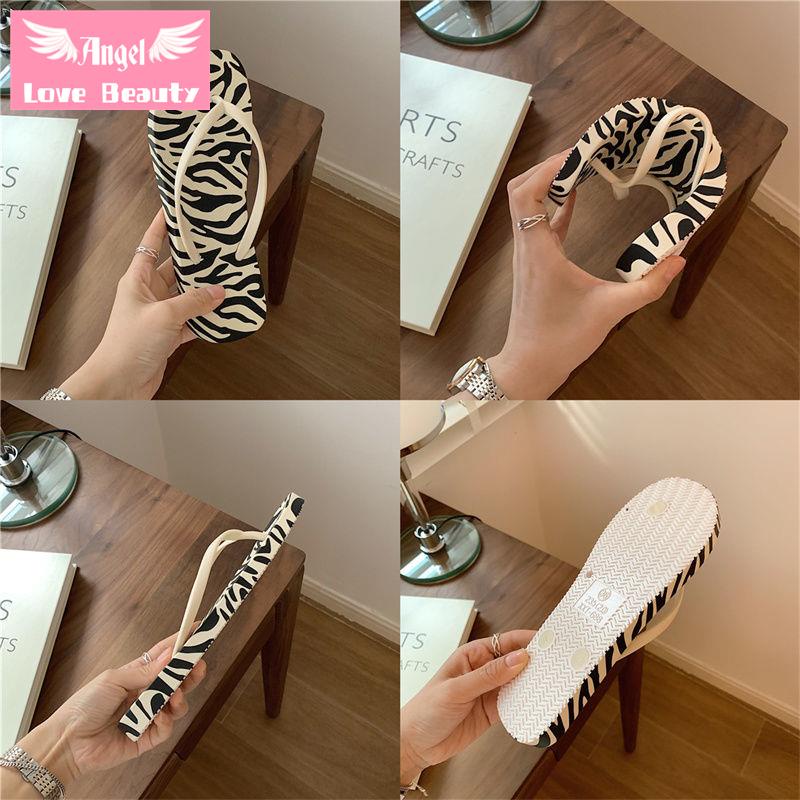 Dép Xỏ Ngón Đế Bằng Chống Trượt Họa Tiết Ngựa Vằn Thời Trang Mùa Hè Cho Nữ
