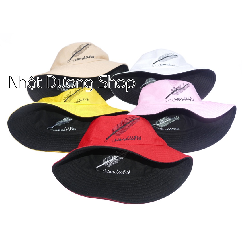 [ Hình thật ] Nón bucket chiếc lá 2 mặt mũ tai bèo vành nhỏ thêu chiếc lá phù hợp cho nam và nữ