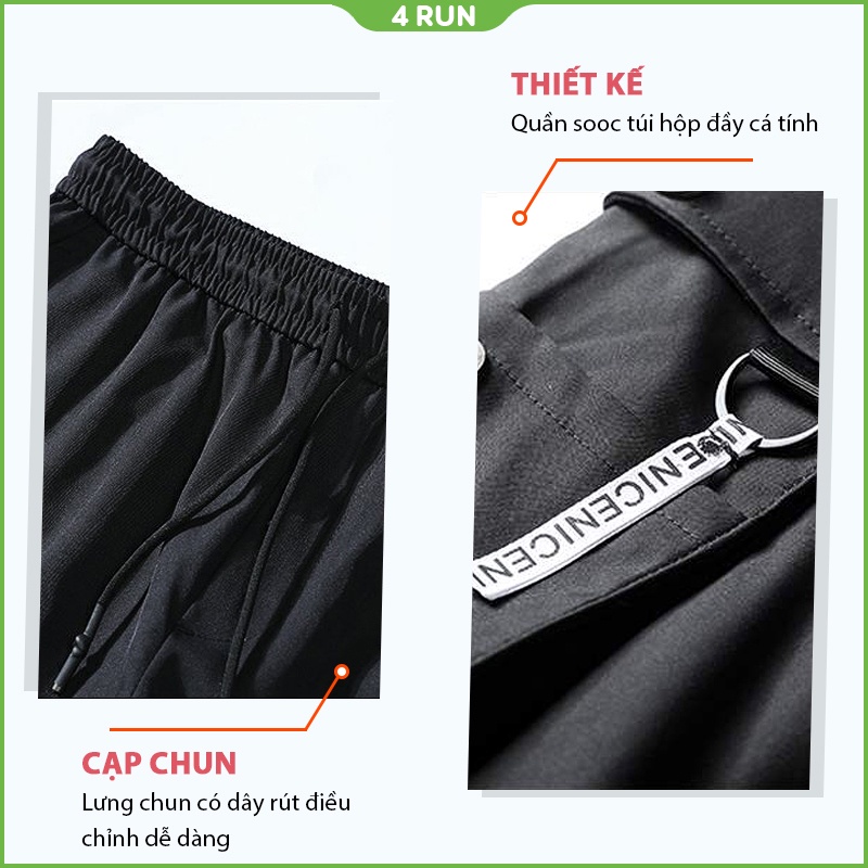 Quần Short nam Kaki 4RUN mã "TT13" quần đùi nam dáng thể thao nam túi hộp có chun vải co dãn mềm mại mùa hè