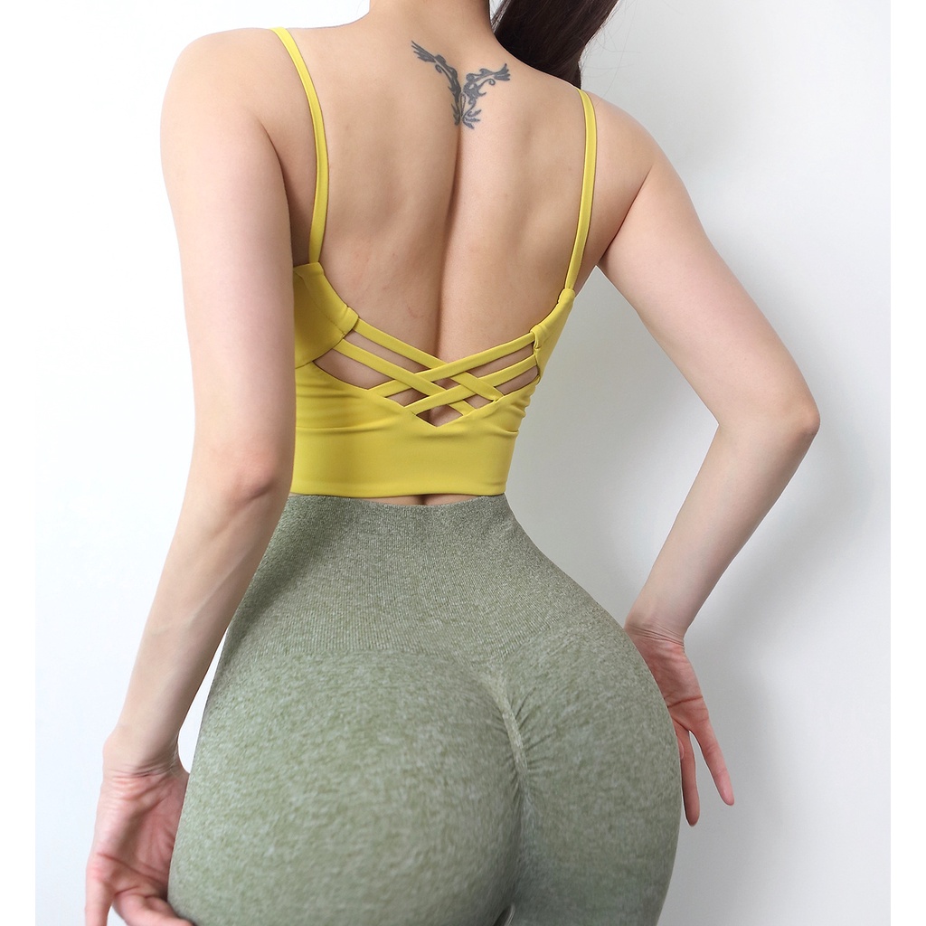 ĐỒ TẬP GYM, YOGA - Áo tập gym thương hiệu MITAO cao cấp, Áo bra tập gym hở lưng đan dây sexy