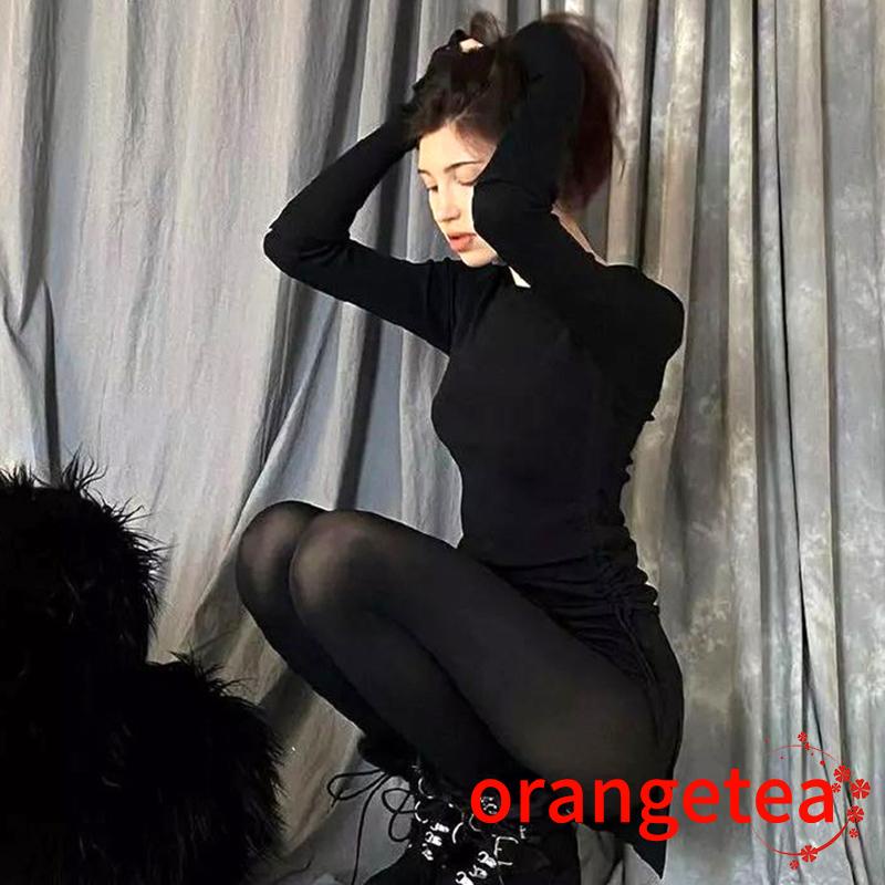 Đầm Tay Dài Cổ Tròn Thiết Kế Dây Rút Xẻ Tà Quyến Rũ