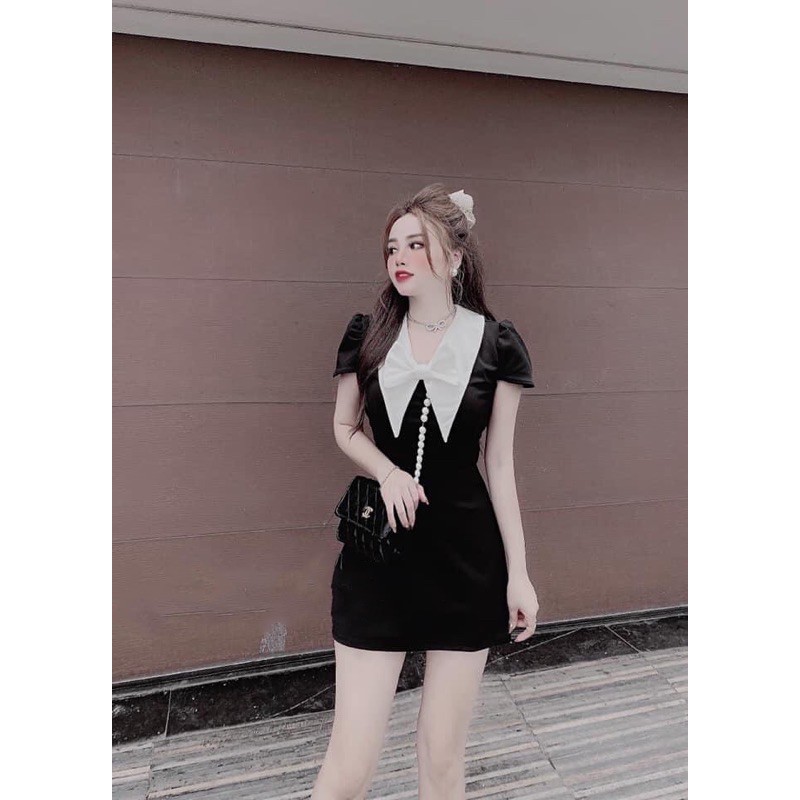 [Mã FATHANG5 giảm 10K đơn 50K] D842 Đầm Chữ A Ngắn Tay Bồng Nhẹ Pha Cổ Vest | BigBuy360 - bigbuy360.vn