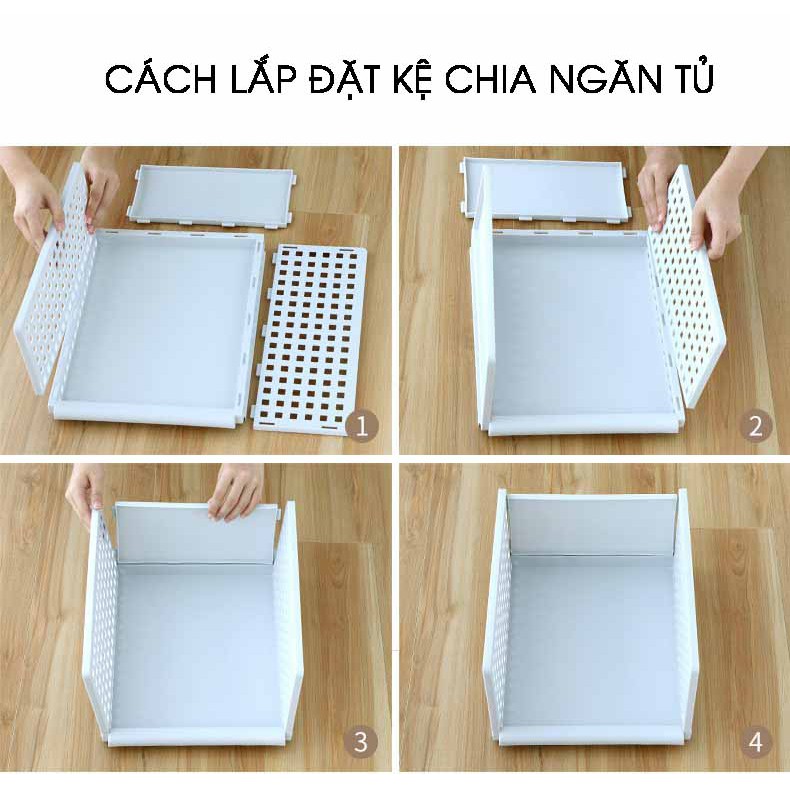 Kệ chia vách ngăn tủ, khay xếp quần áo gấp gọn đa năng, chồng lên kéo ra kéo vào tiện lợi cho tủ quần áo | VIMORA