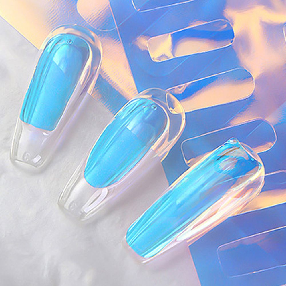[Hàng mới về] Miếng dán tự dính màu đá xanh lam Aurora phong cách Holographic cho móng tay